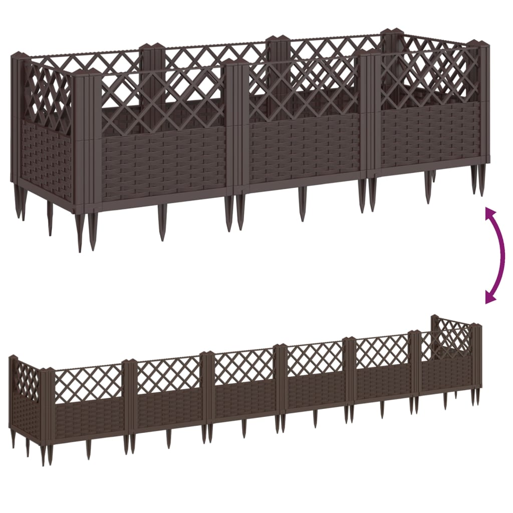 vidaXL Ζαρντινιέρα με Πασσάλους Καφέ 123,5x43,5x43,5εκ. Πολυπροπυλένιο