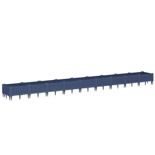 vidaXL Ζαρντινιέρα με Πασσάλους Μπλε Γκρι 362,5x42,5x28,5εκ. Πολυπροπυλένιο
