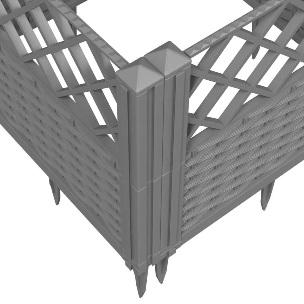 vidaXL Ζαρντινιέρα με Πασσάλους Γκρι 363,5x43,5x43,5εκ. Πολυπροπυλένιο