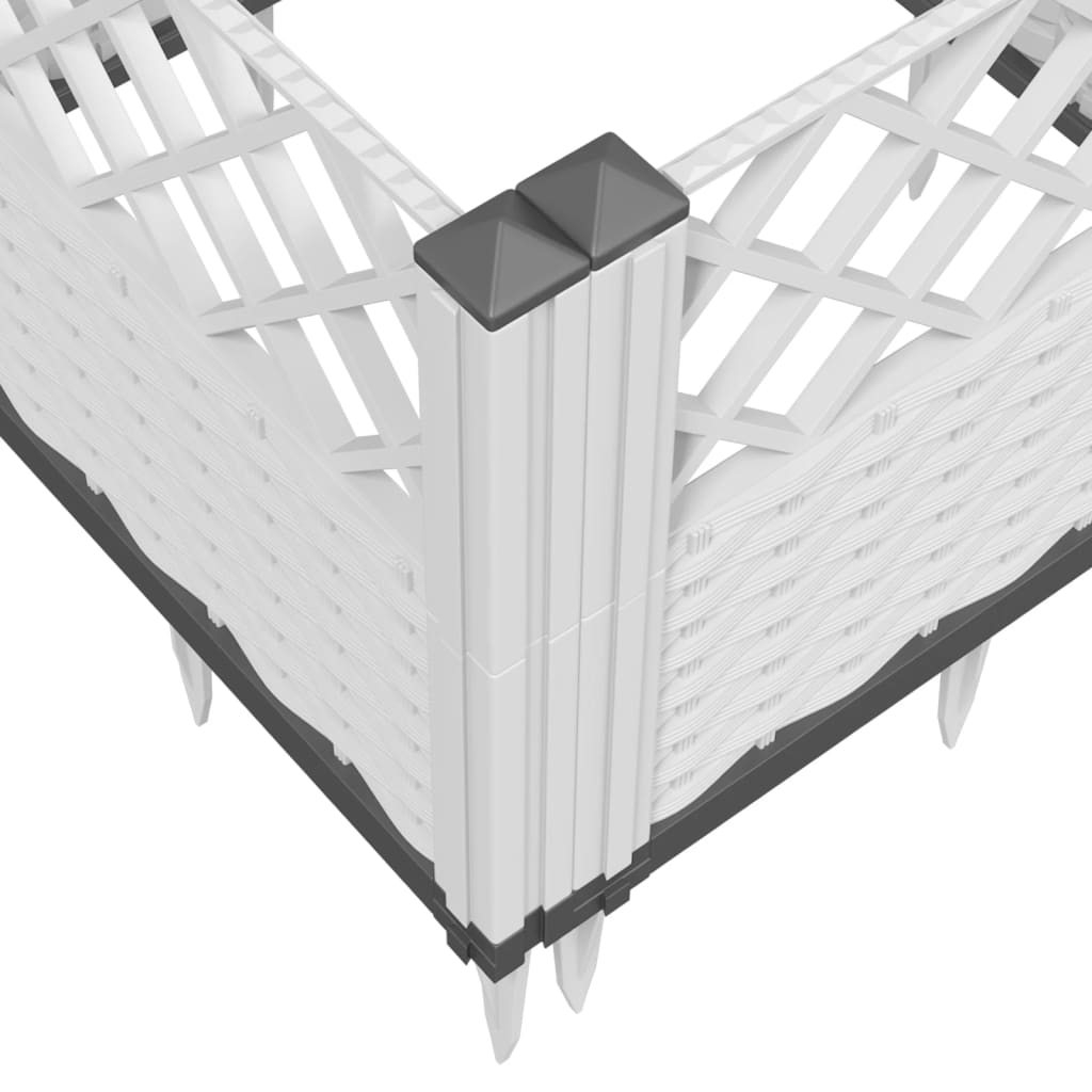 vidaXL Ζαρντινιέρα με Πασσάλους Λευκή 363,5x43,5x43,5εκ Πολυπροπυλένιο