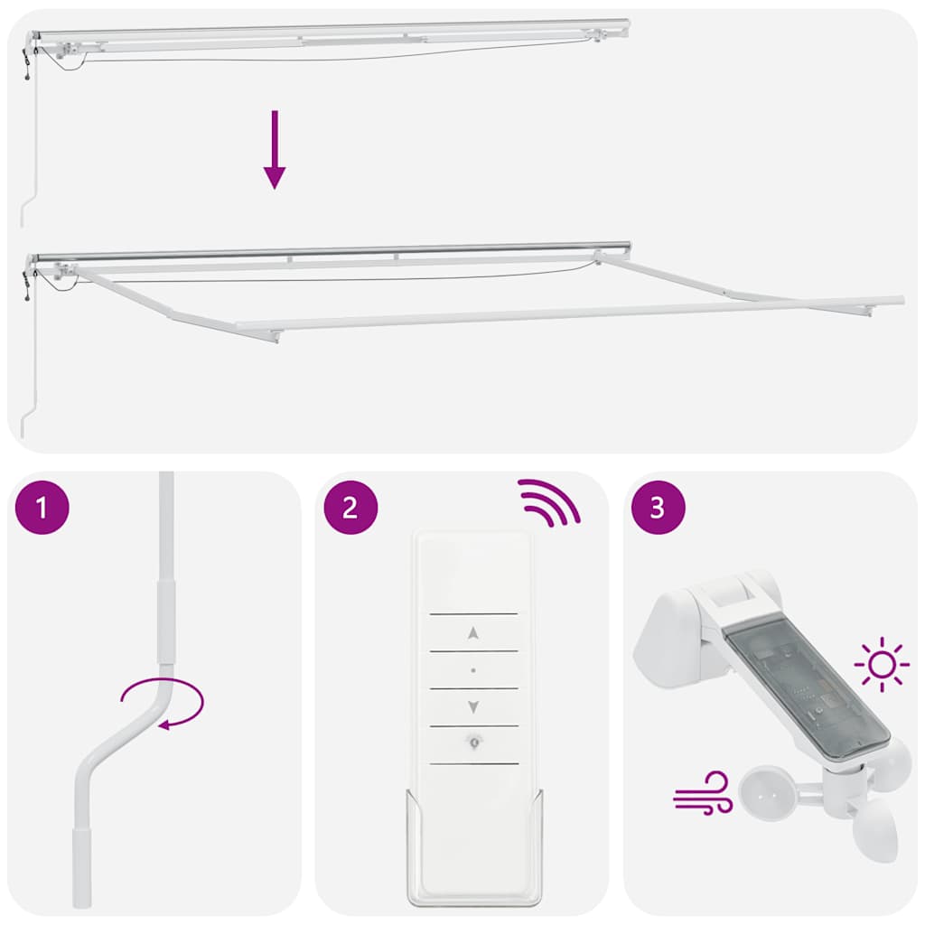 vidaXL Τέντα Πτυσσόμενη Αυτόματη με LED Μπορντό 450x300 εκ.