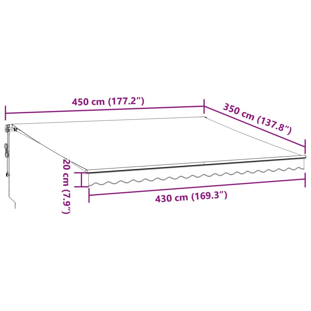 vidaXL Τέντα Πτυσσόμενη Αυτόματη Μπορντό 450x350 εκ.
