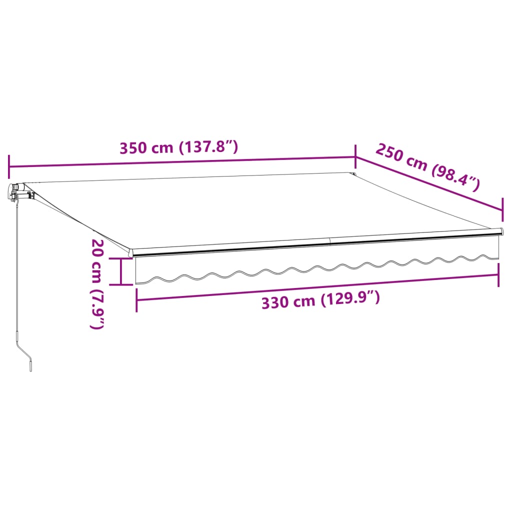 vidaXL Τέντα Πτυσσόμενη Χειροκίνητη Μπορντό 350x250 εκ.