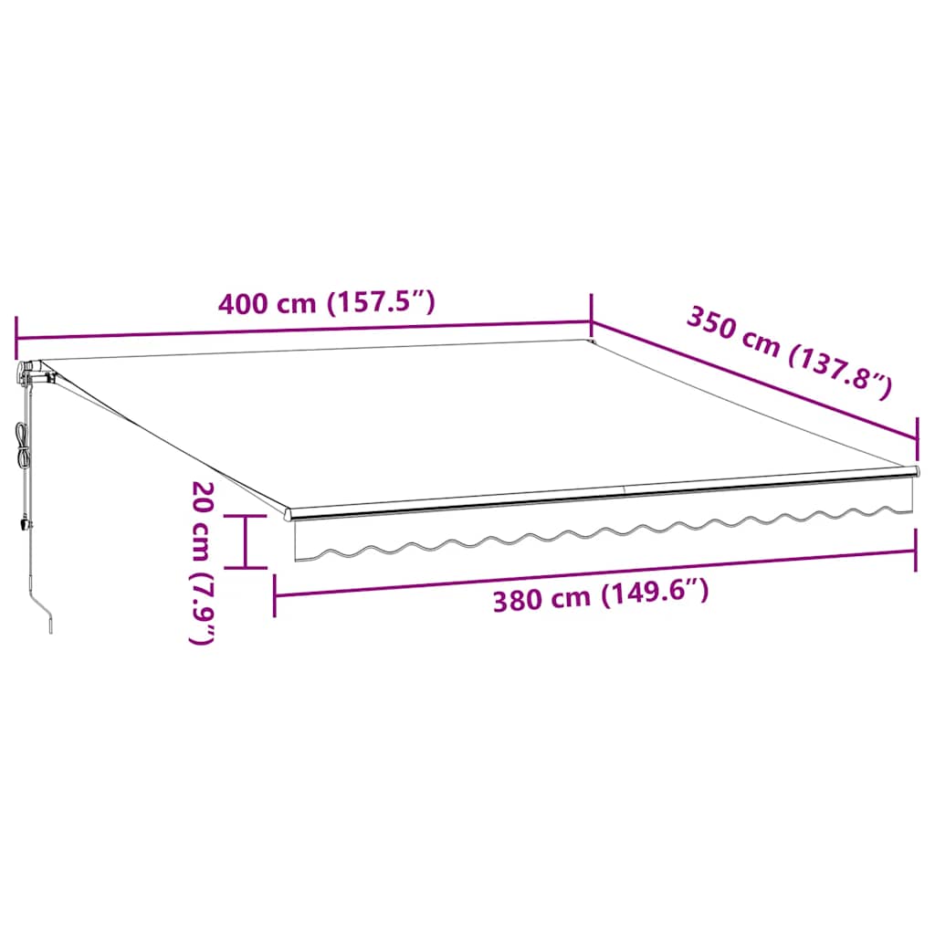 vidaXL Τέντα Πτυσσόμενη Αυτόματη Καφέ 400x350 εκ.