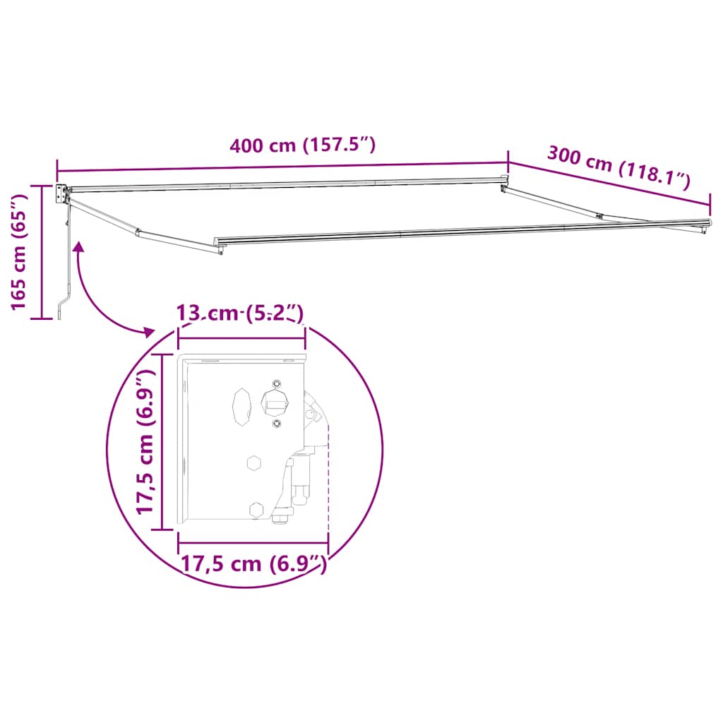 vidaXL Τέντα Πτυσσόμενη Αυτόματη Καφέ 400x300 εκ.