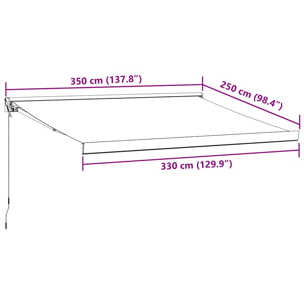 vidaXL Τέντα Πτυσσόμενη Χειροκίνητη Καφέ 350x250 εκ.