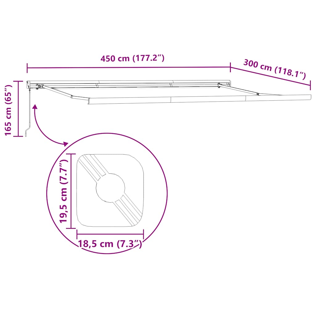 vidaXL Τέντα Πτυσσόμενη Χειροκίνητη Καφέ 450x300 εκ.