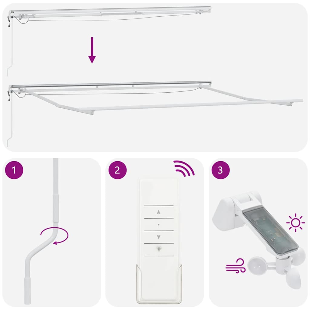 vidaXL Τέντα Πτυσσόμενη Αυτόματη με LED Ανθρακί / Λευκή 400x300 εκ.