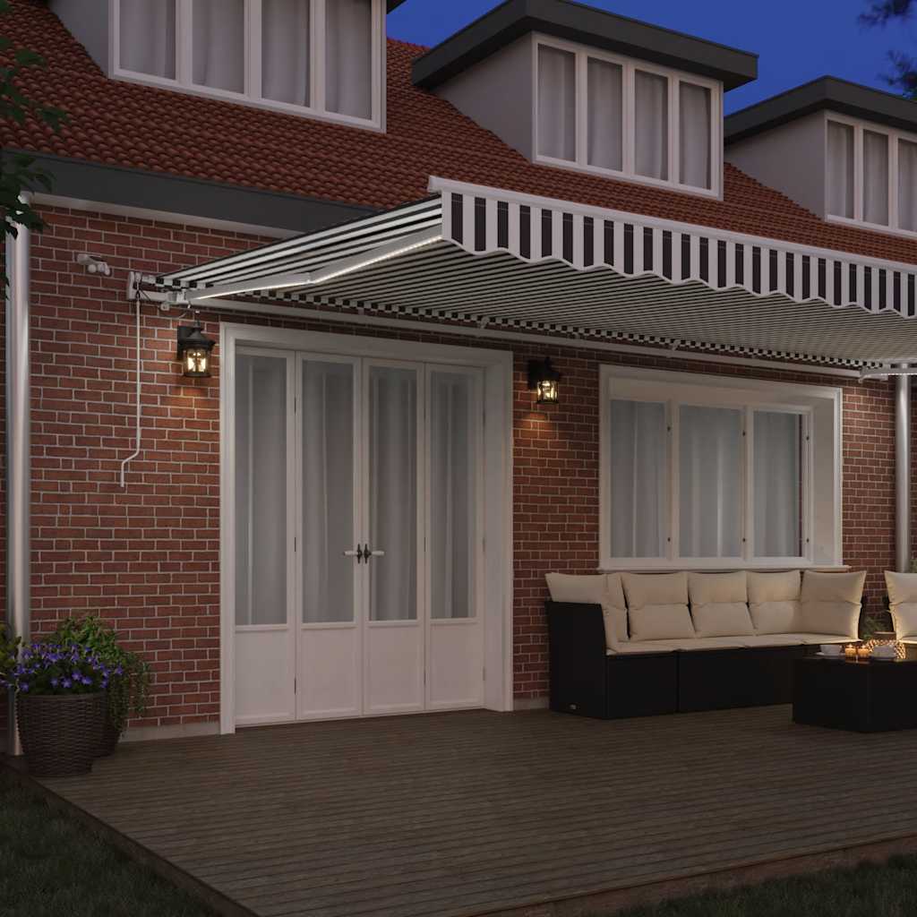 vidaXL Τέντα Πτυσσόμενη Αυτόματη με LED Ανθρακί / Λευκή 600x300 εκ.