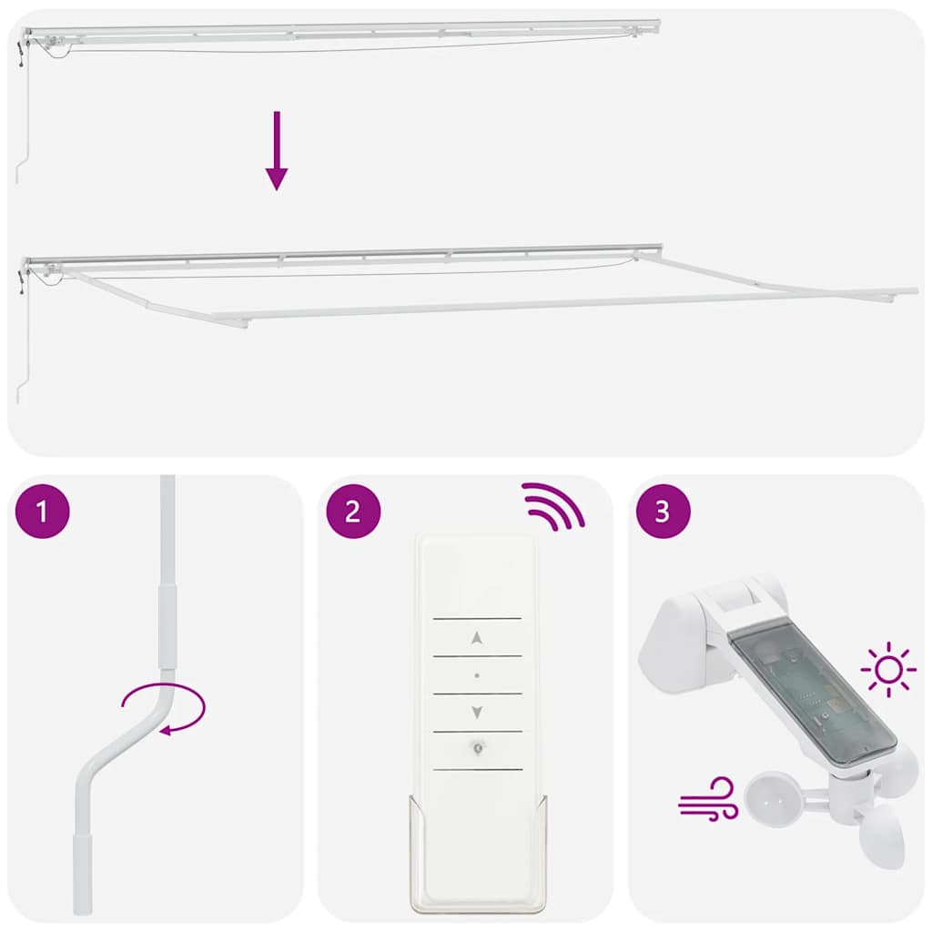 vidaXL Τέντα Πτυσσόμενη Αυτόματη με LED Ανθρακί / Λευκή 600x300 εκ.