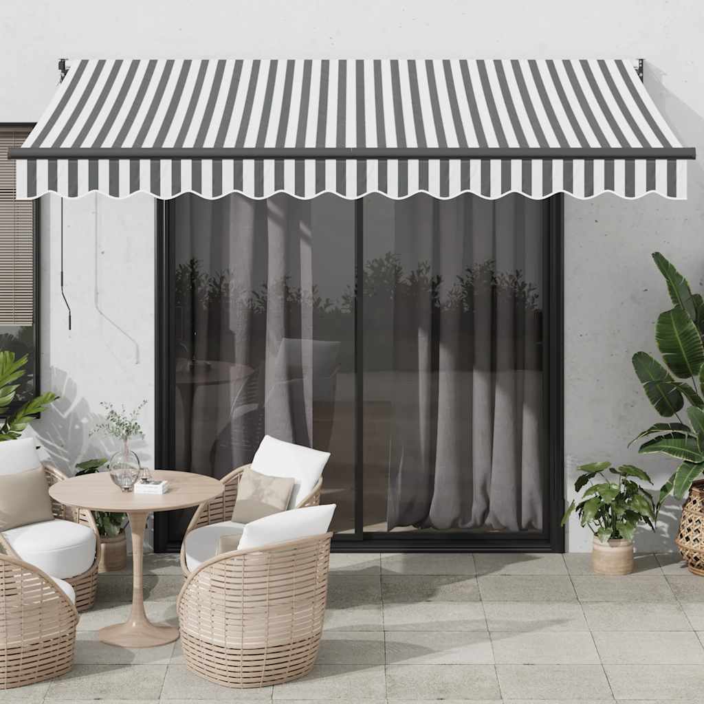 vidaXL Τέντα Συρόμενη Ανθρακί και Λευκό 3,5x2,5 μ. από Ύφασμα και Αλουμίνιο