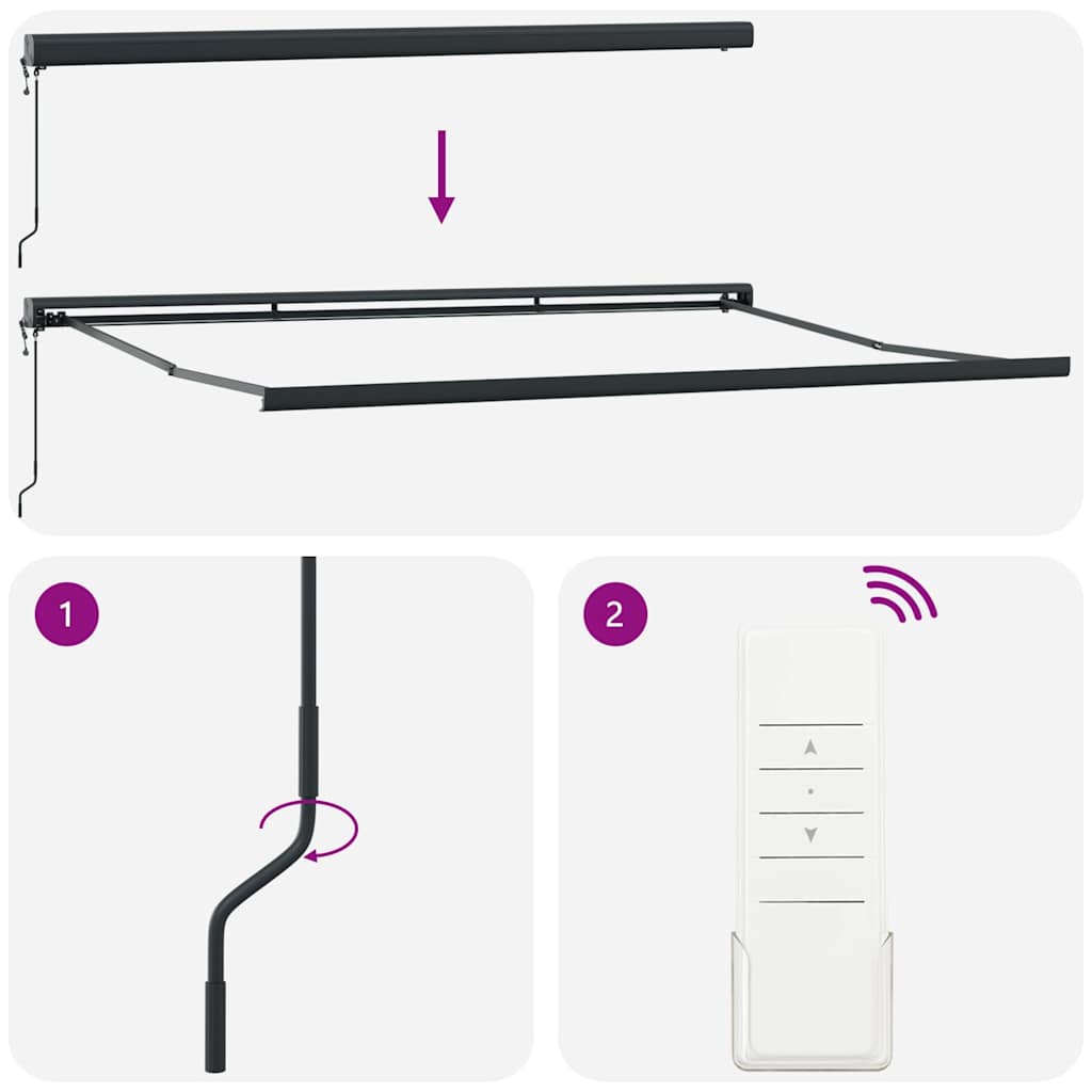 vidaXL Τέντα Πτυσσόμενη Ανθρακί και Λευκή 5x3 μ. Ύφασμα και Αλουμίνιο