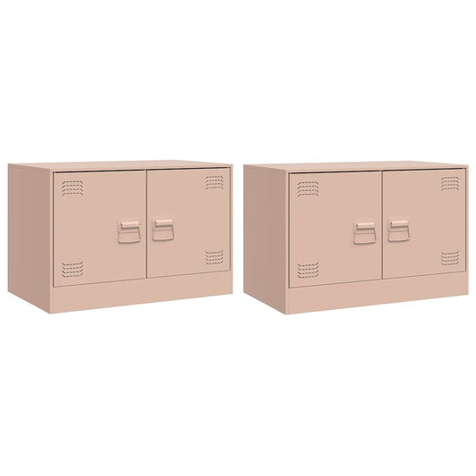 vidaXL Έπιπλα Τηλεόρασης 2 τεμ. Ροζ 67 x 39 x 44 εκ. από Χάλυβα