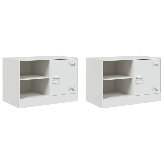 vidaXL Έπιπλα Τηλεόρασης 2 τεμ. Λευκό 67 x 39 x 44 εκ. από Χάλυβα