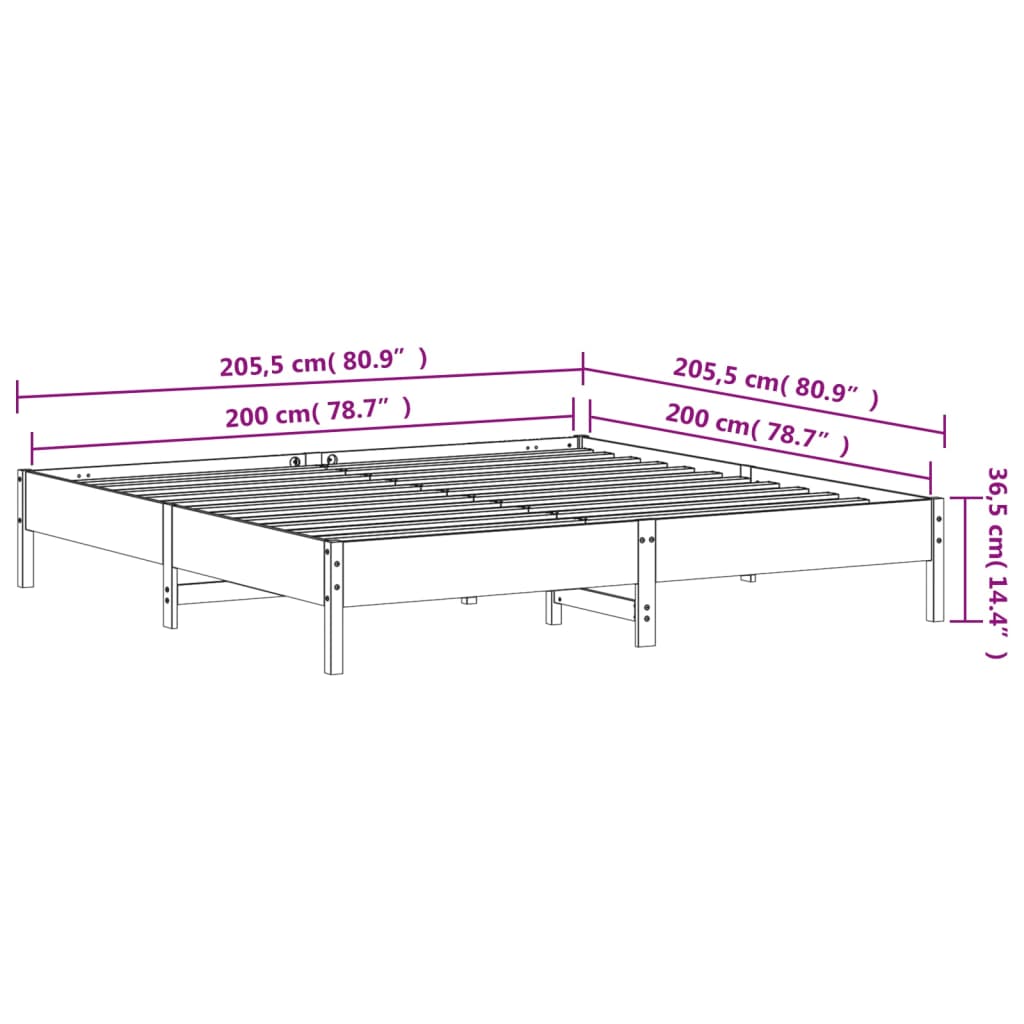 vidaXL Σκελετός Κρεβ. Χωρίς Στρώμα Καφέ Κεριού 200x200 εκ Μασίφ Πεύκο