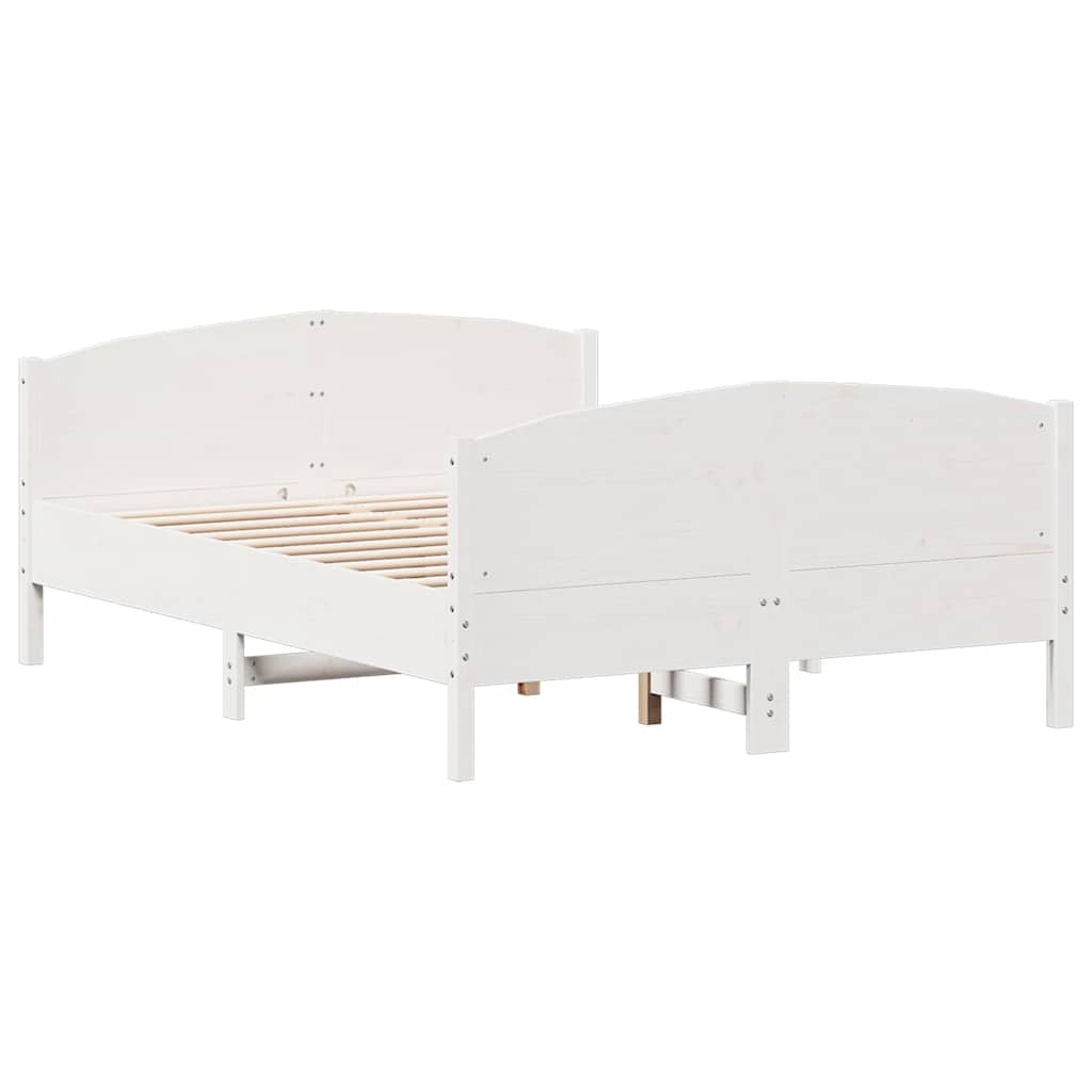 vidaXL Σκελετός Κρεβ. Χωρίς Στρώμα Λευκό 150x200 εκ Μασίφ Πεύκο