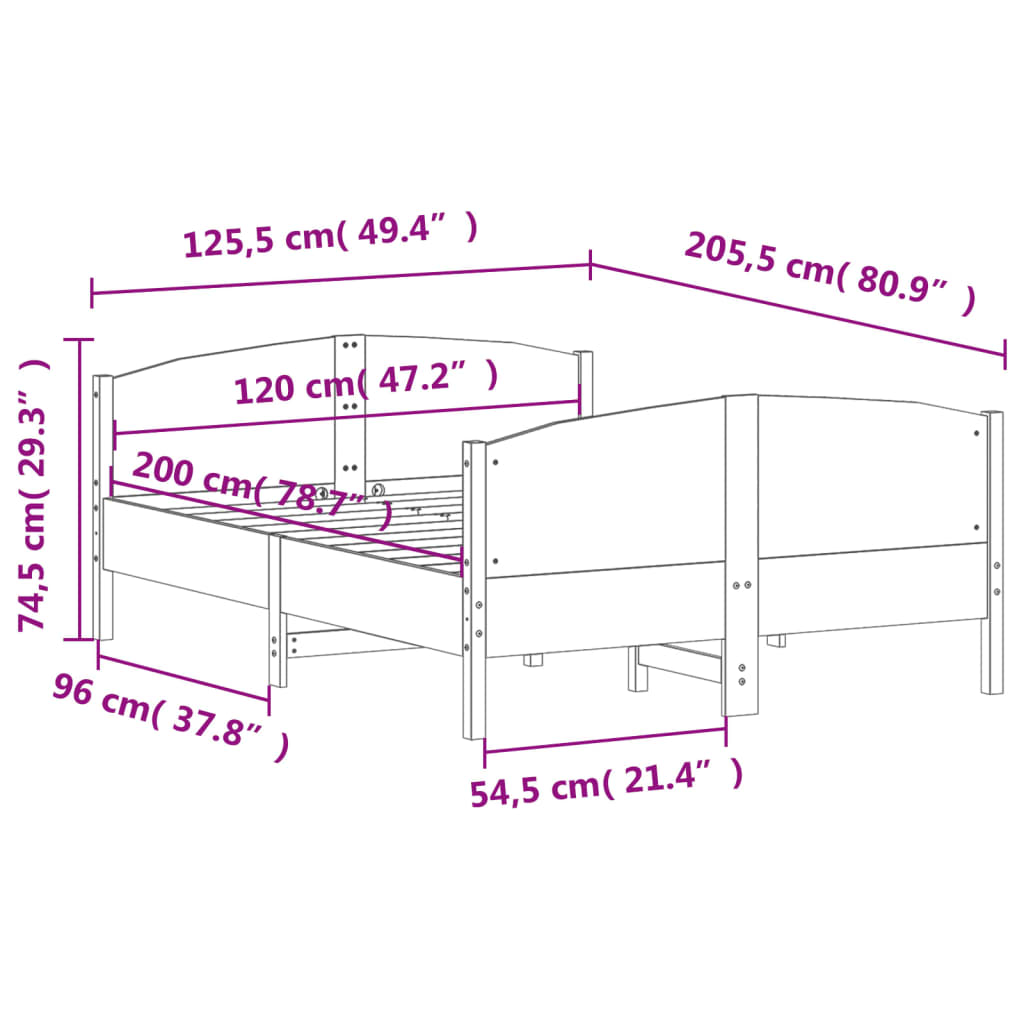 vidaXL Σκελετός Κρεβ. Χωρίς Στρώμα Καφέ Κεριού 120x200 εκ Μασίφ Πεύκο