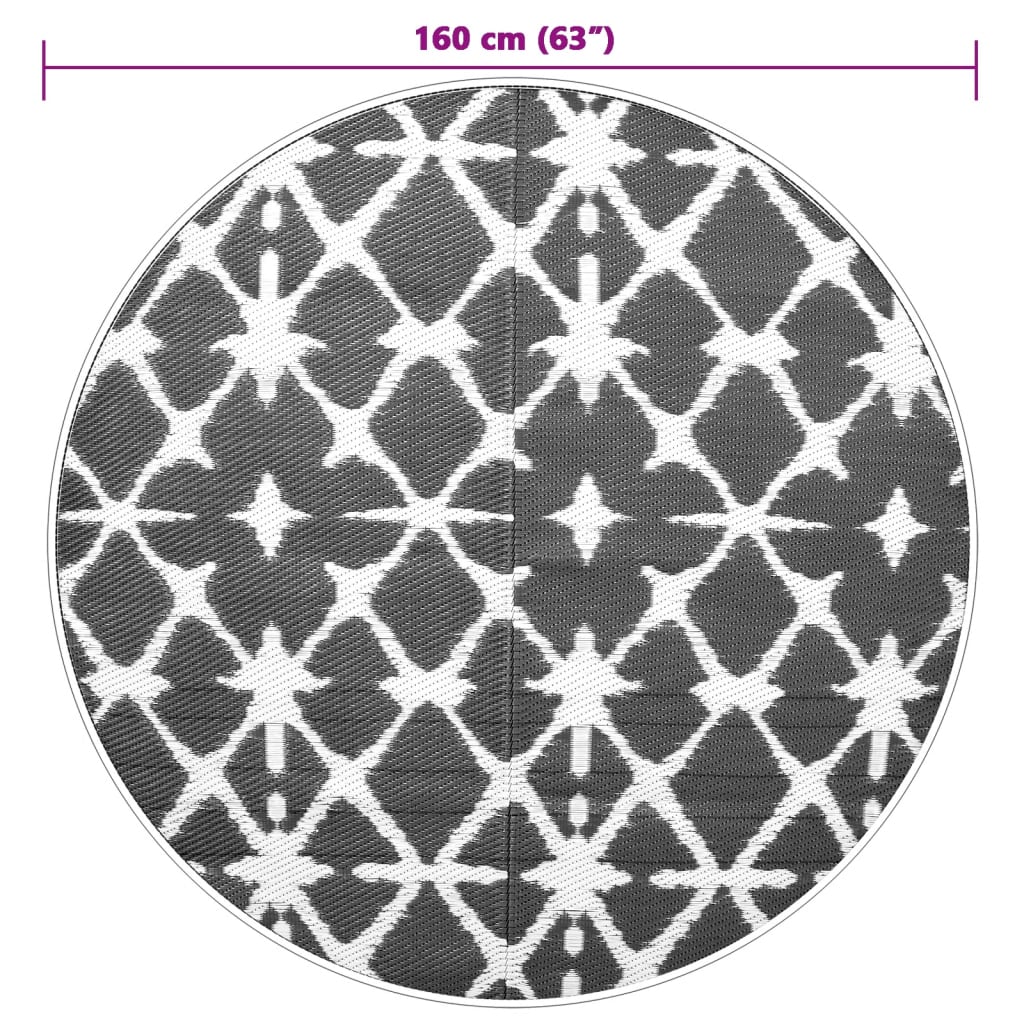 vidaXL χαλί εξωτερικού χώρου ARAKIL μπλε και λευκό Ø160 cm PP