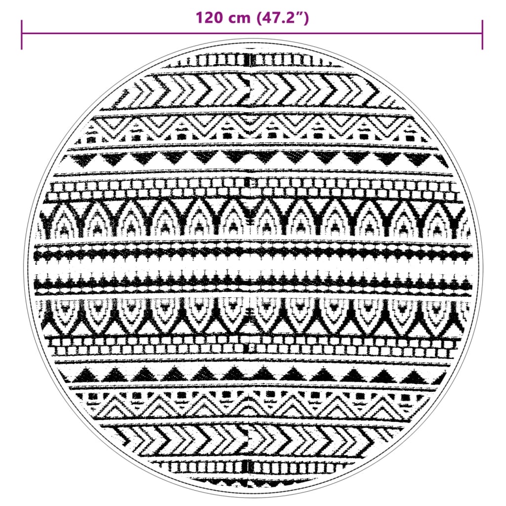 vidaXL Χαλί εξωτερικού χώρου ARAKIL Μαύρο Ø120 cm PP