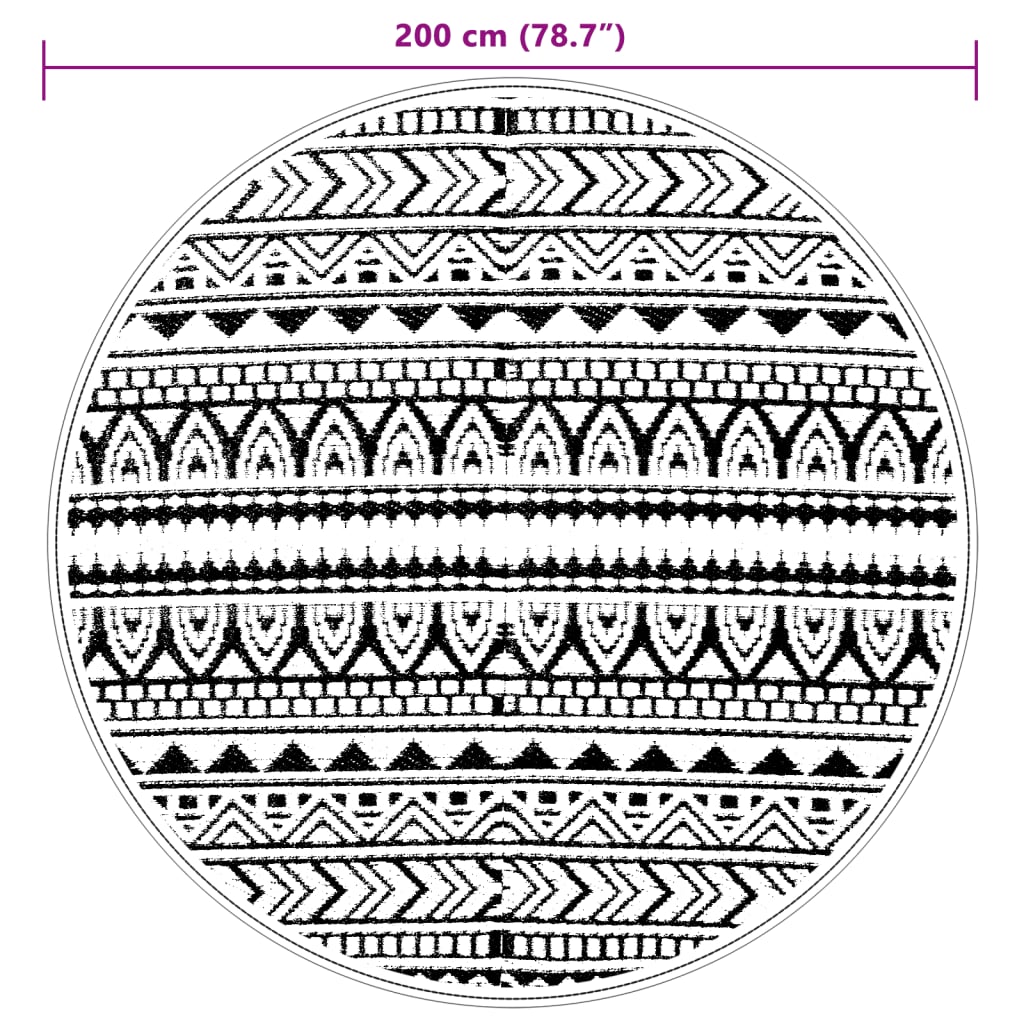 vidaXL Χαλί εξωτερικού χώρου ARAKIL Μαύρο Ø200 cm PP