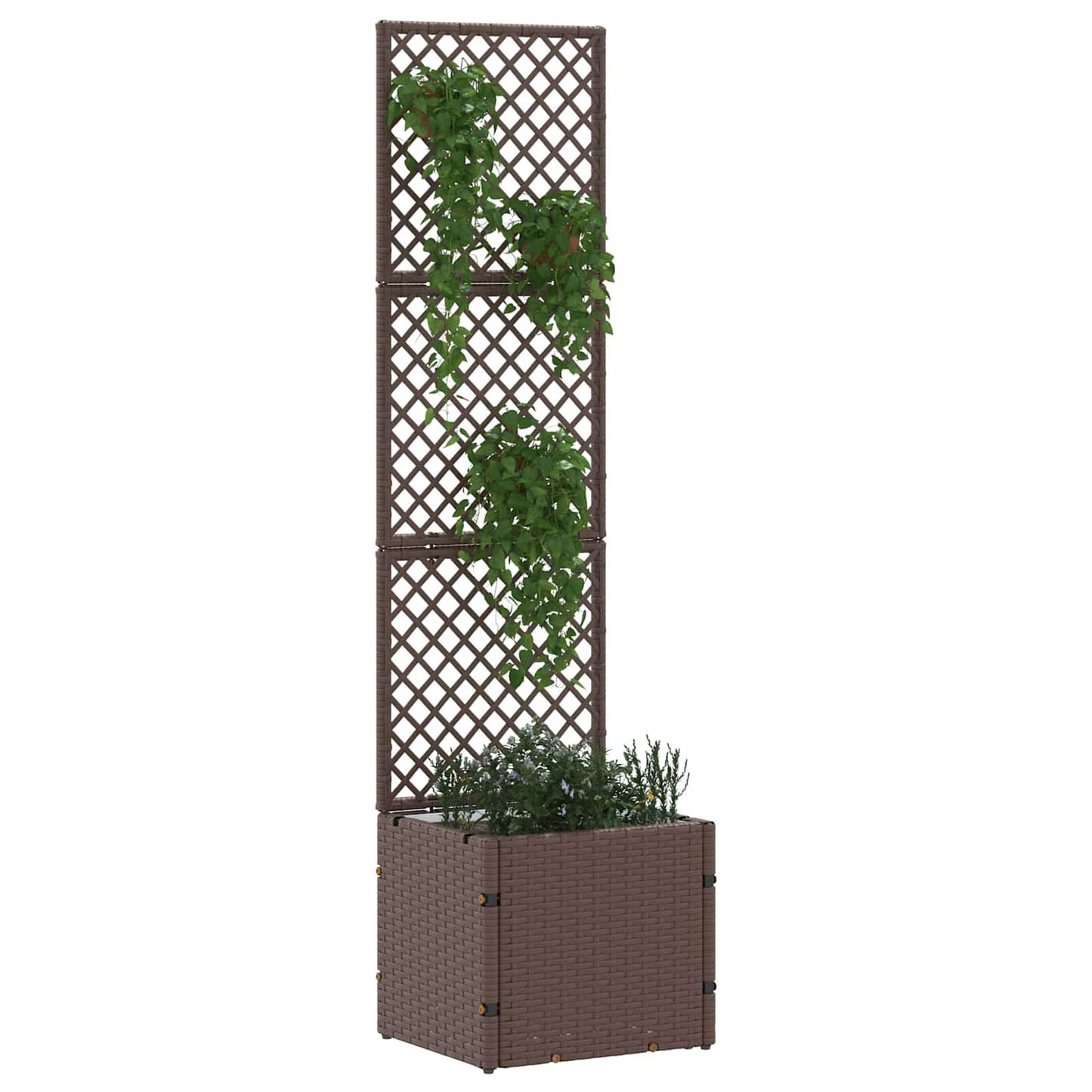 vidaXL Γλάστρα με πέργκολα κήπου Καφέ 35 x 30 x 135 εκ. Μέταλλο