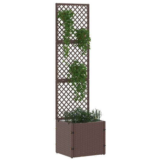 vidaXL Γλάστρα με πέργκολα κήπου Καφέ 35 x 30 x 135 εκ. Μέταλλο