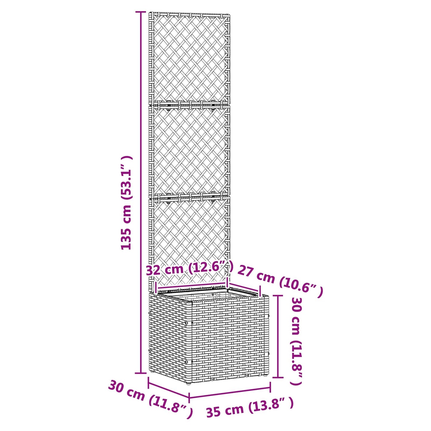 vidaXL Γλάστρα με πέργκολα κήπου Καφέ 35 x 30 x 135 εκ. Μέταλλο