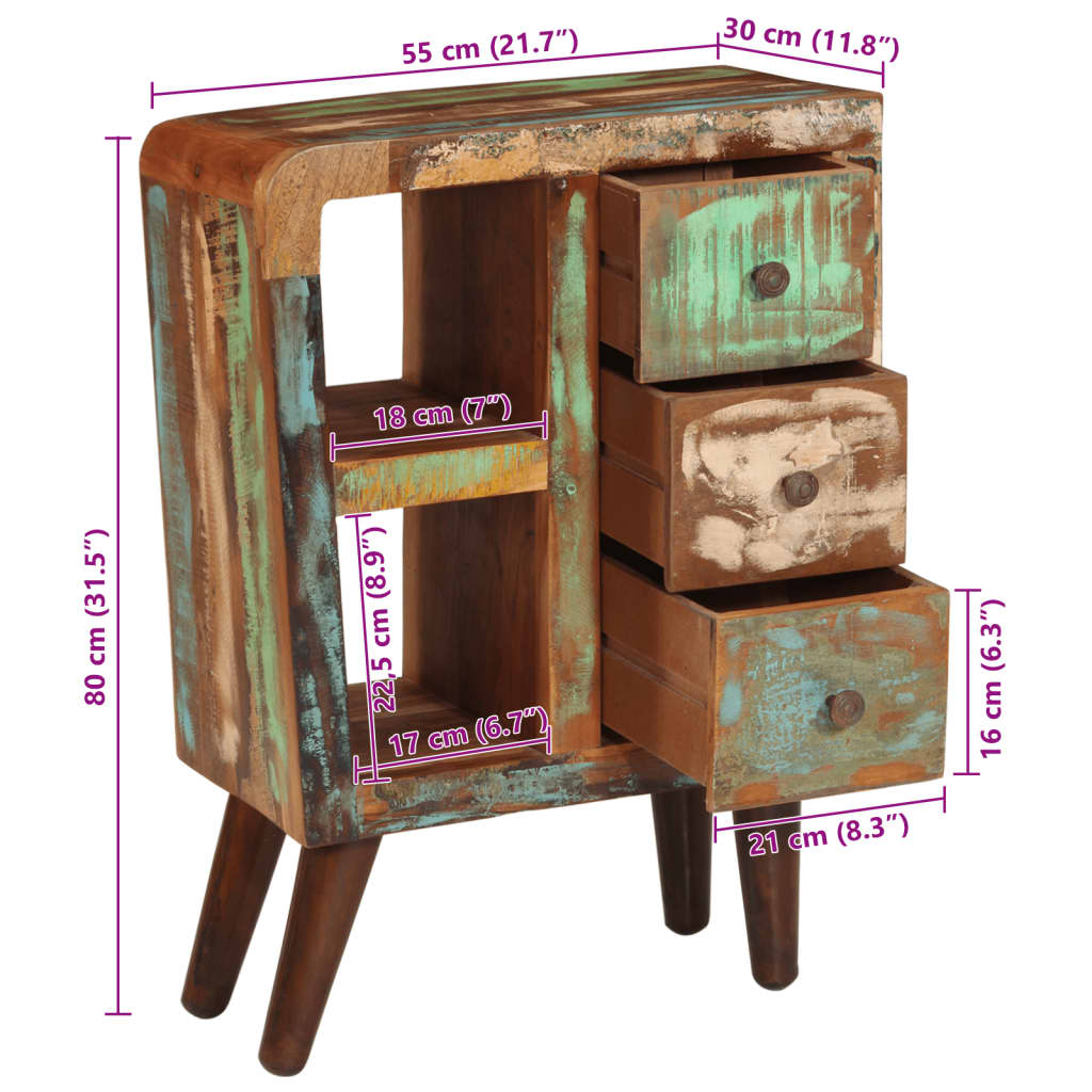 vidaXL Ντουλάπι 55 x 30 x 80 εκ. από Μασίφ Ανακυκλωμένο Ξύλο