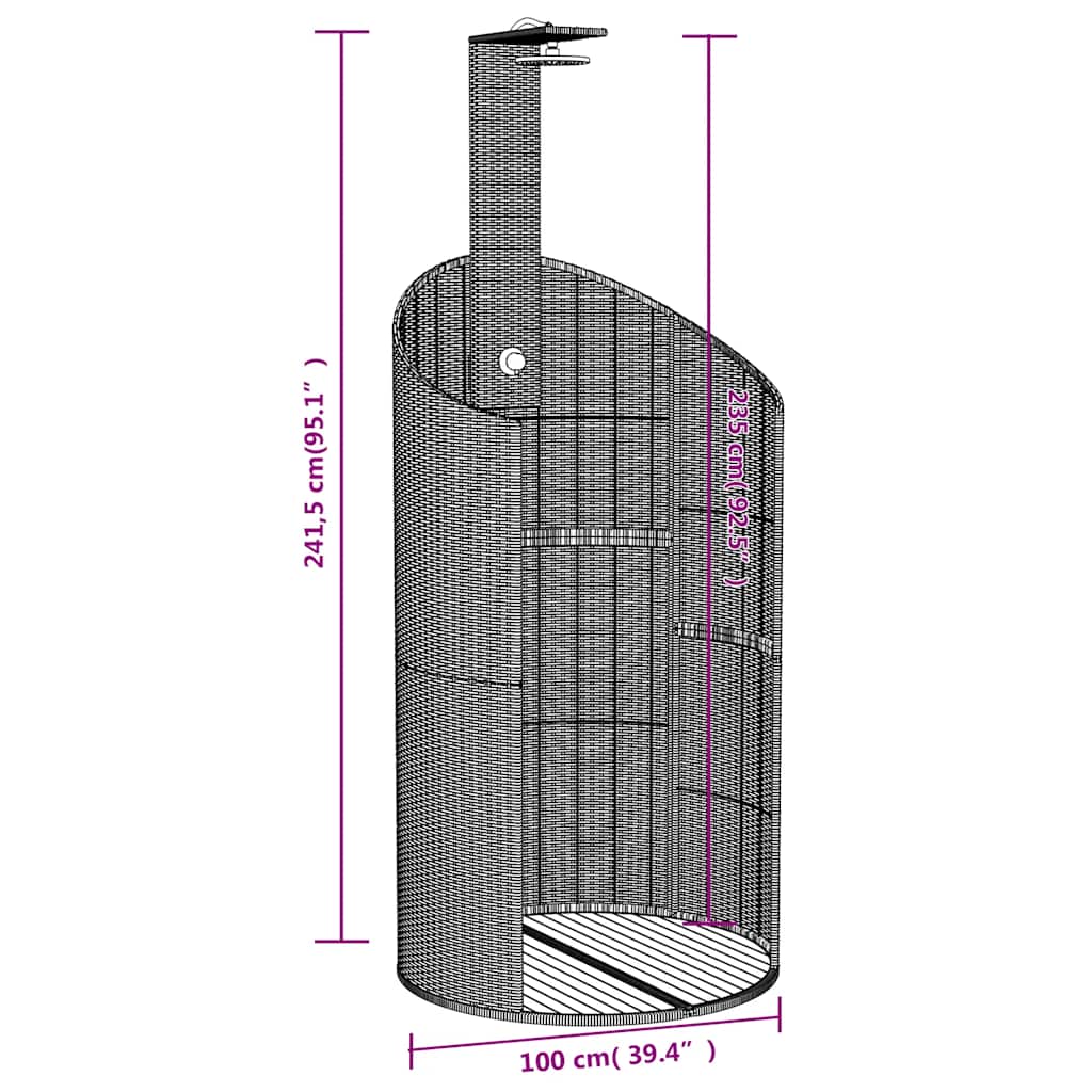 vidaXL Ντους Εξ. Χώρου 100x100x241,5 εκ. Συνθετικό Ρατάν/Ξύλο Ακακίας
