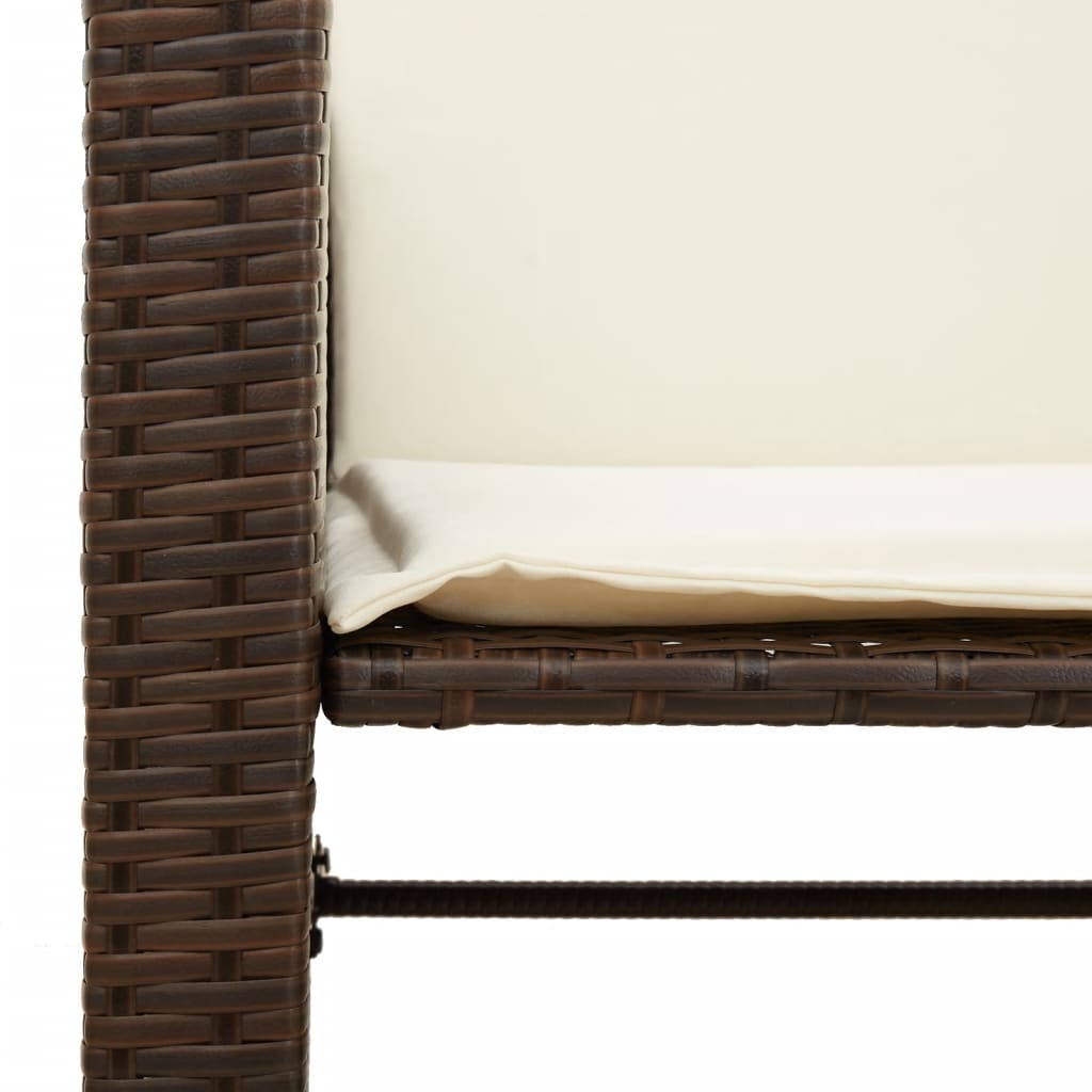 vidaXL Καναπές Κήπου Διθέσιος με Τραπέζι & Σκαμπό Καφέ Συνθ. Ρατάν