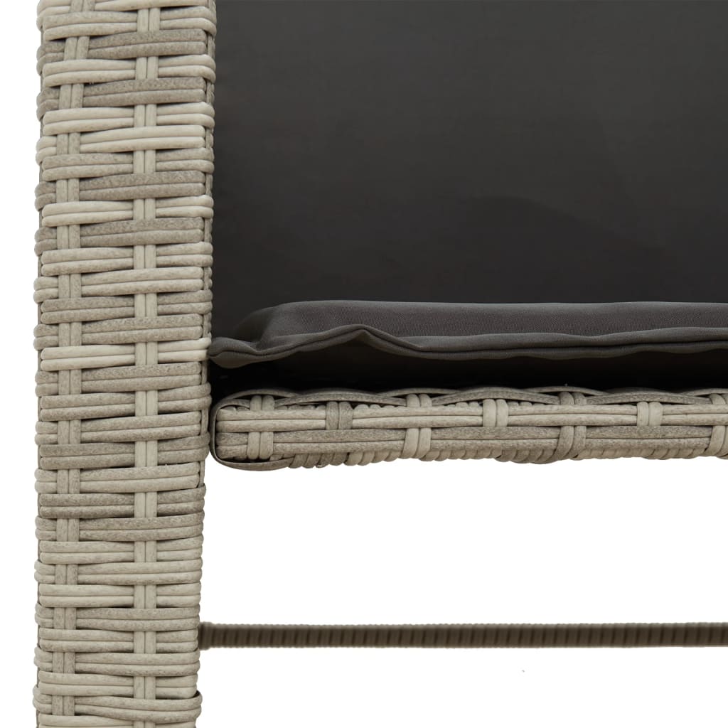 vidaXL Καναπές Κήπου Διθέσιος με Τραπέζι+Σκαμπό Αν. Γκρι Συνθ. Ρατάν