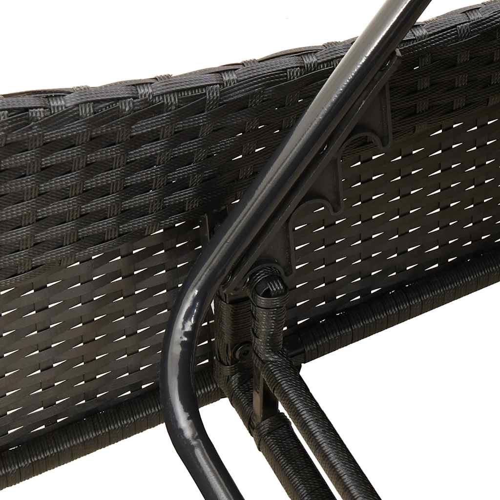 vidaXL Ξαπλώστρα με Μαξιλάρι Μαύρη 60 x 205 x 73 εκ. από Συνθετικό Ρατάν