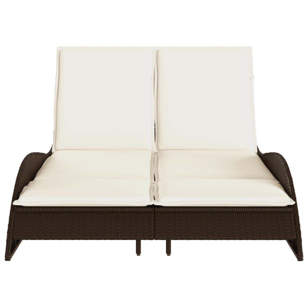 vidaXL Ξαπλώστρα Καφέ 114x205x73 εκ. από Συνθετικό Ρατάν με Μαξιλάρι