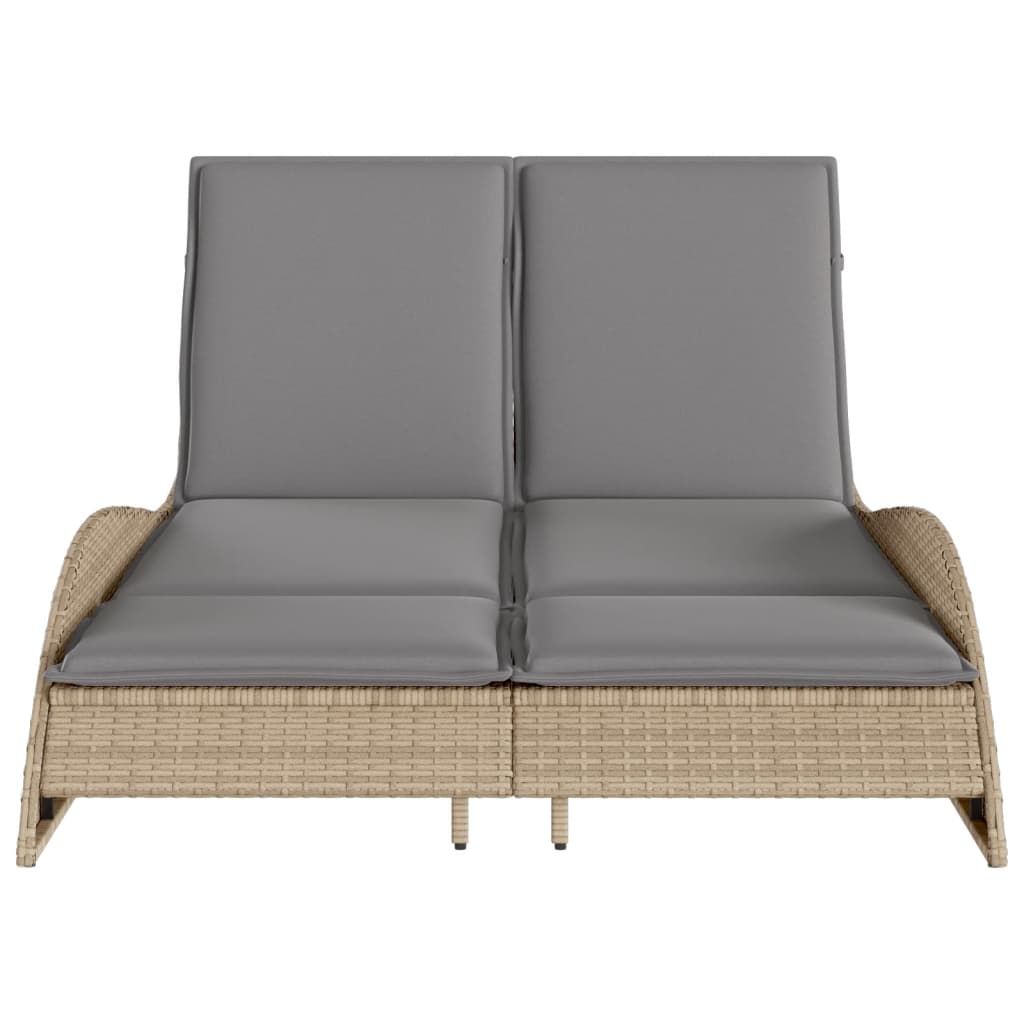 vidaXL Ξαπλώστρα Μπεζ 114x205x73 εκ. από Συνθετικό Ρατάν με Μαξιλάρι