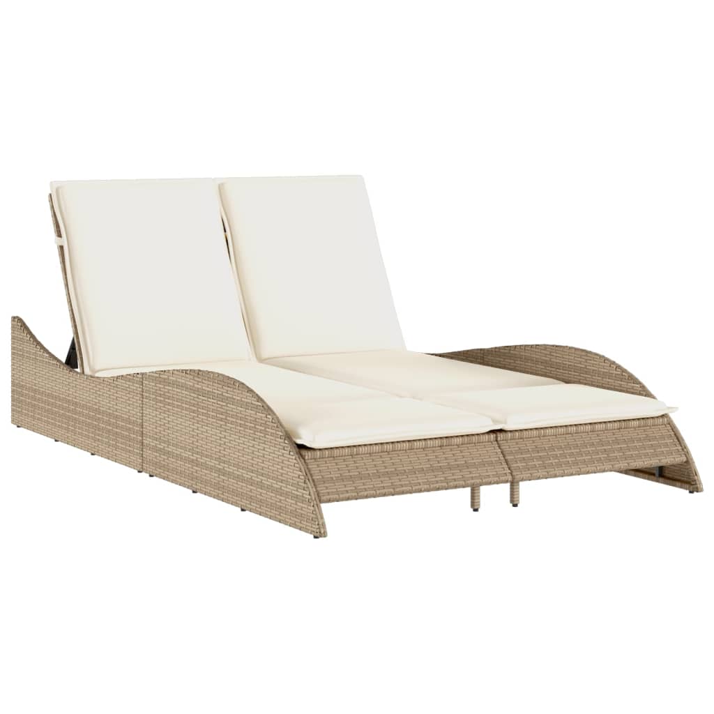 vidaXL Ξαπλώστρα Μπεζ 114x205x73 εκ. από Συνθετικό Ρατάν με Μαξιλάρι