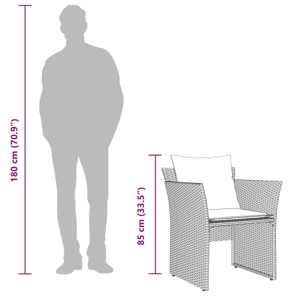 vidaXL Καρέκλα Κήπου Καφέ από Συνθετικό Ρατάν με Υποπόδιο