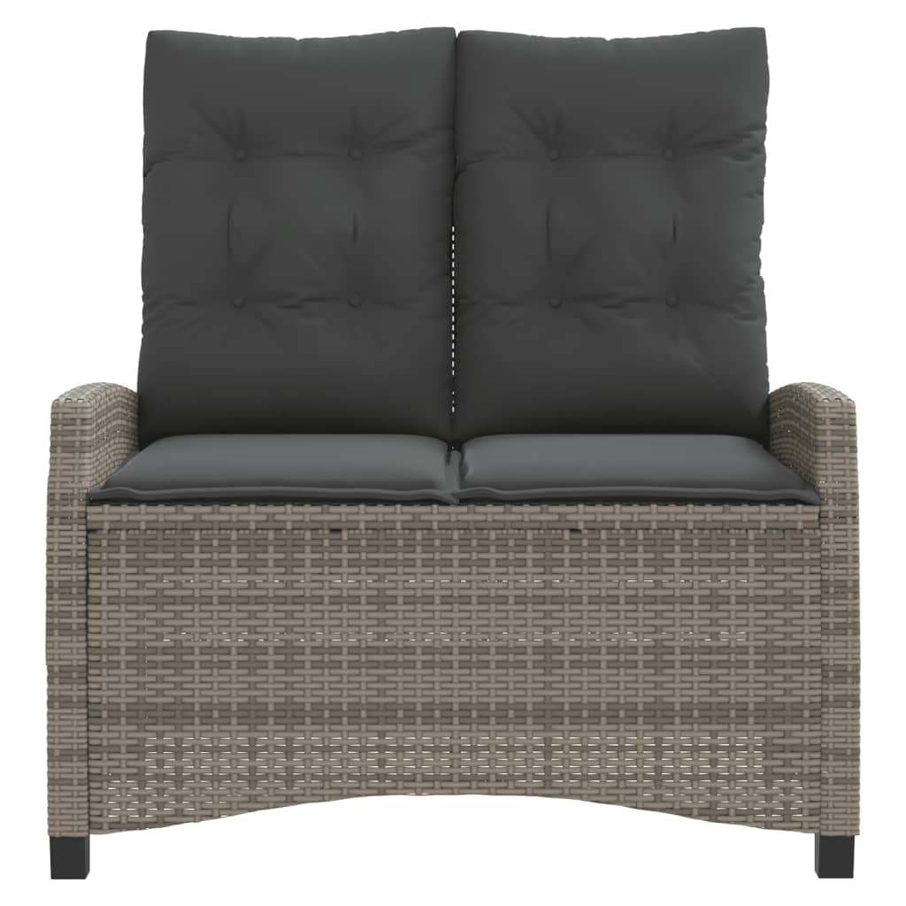 vidaXL Πάγκος Κήπου Ανακλινόμενος Γκρι Συνθετικό Ρατάν με Μαξιλάρια