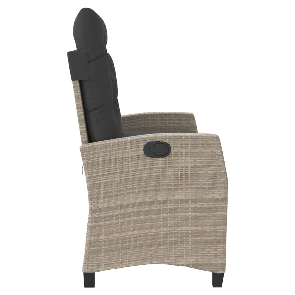 vidaXL Πάγκος Κήπου Ανακλινόμενος Αν. Γκρι Συνθετικό Ρατάν & Μαξιλάρια