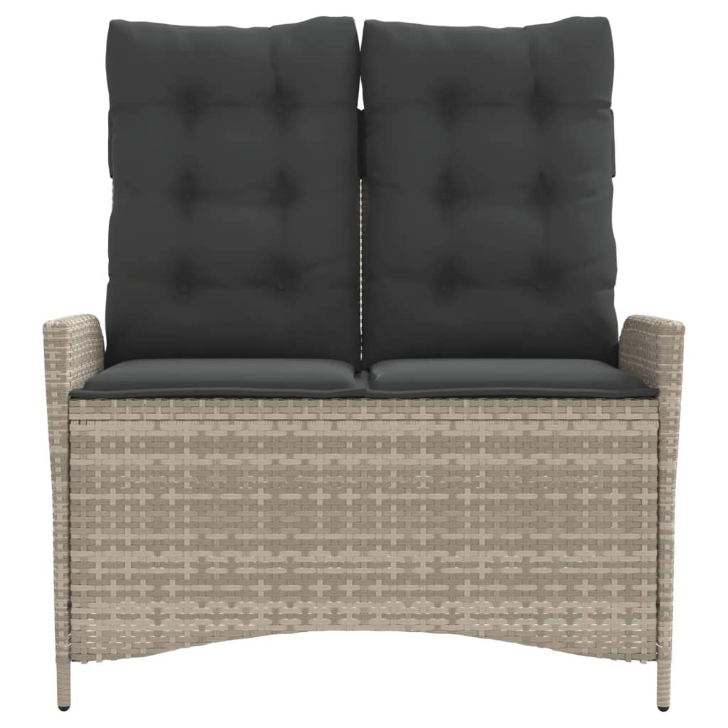 vidaXL Πάγκος Κήπου Ανακλινόμενος Αν. Γκρι Συνθετικό Ρατάν & Μαξιλάρια