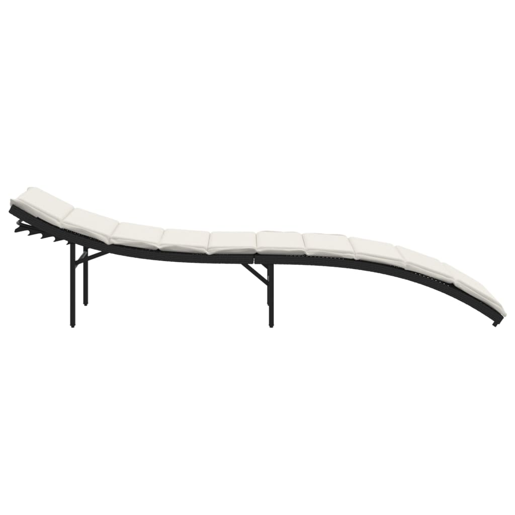 vidaXL Ξαπλώστρα Μαύρη 55x199x50 εκ. από Συνθετικό Ρατάν με Μαξιλάρι