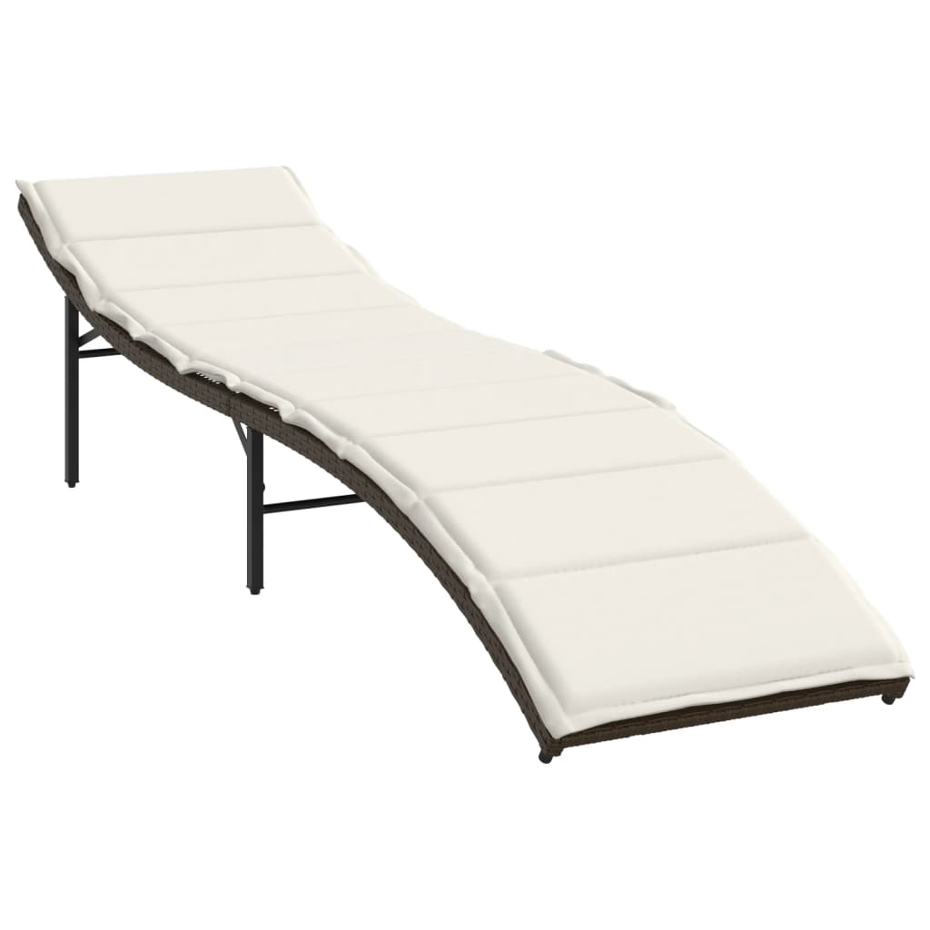 vidaXL Ξαπλώστρα Καφέ 55x199x50 εκ. από Συνθετικό Ρατάν με Μαξιλάρι