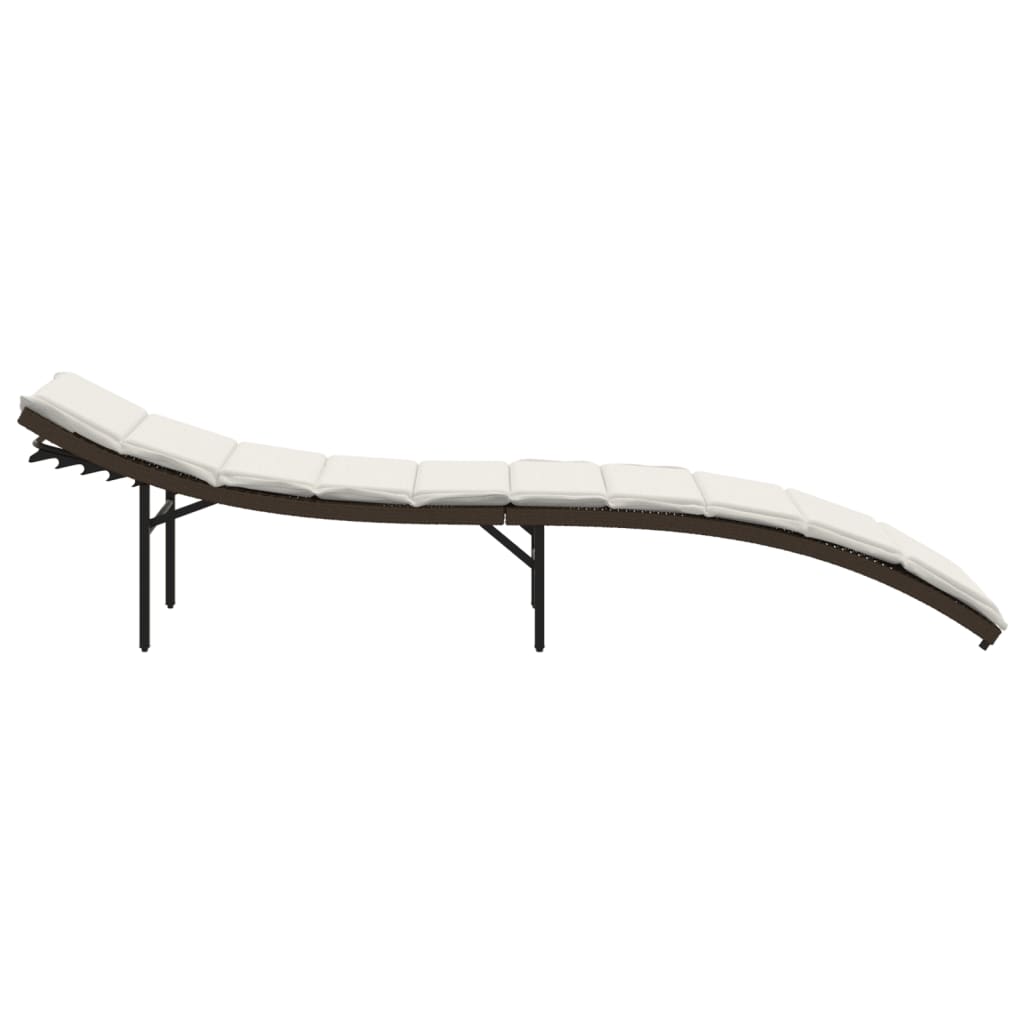 vidaXL Ξαπλώστρα Καφέ 55x199x50 εκ. από Συνθετικό Ρατάν με Μαξιλάρι