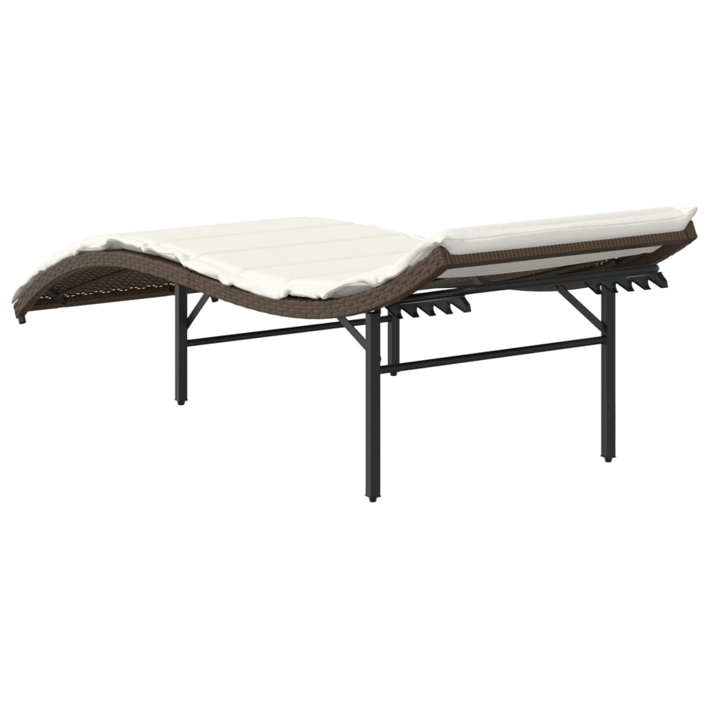 vidaXL Ξαπλώστρα Καφέ 55x199x50 εκ. από Συνθετικό Ρατάν με Μαξιλάρι