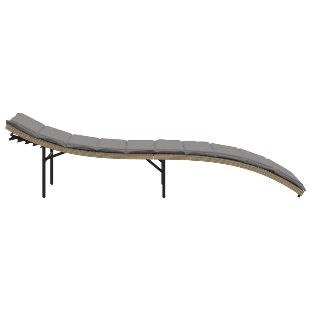 vidaXL Ξαπλώστρα Μπεζ 55x199x50 εκ. από Συνθετικό Ρατάν με Μαξιλάρι