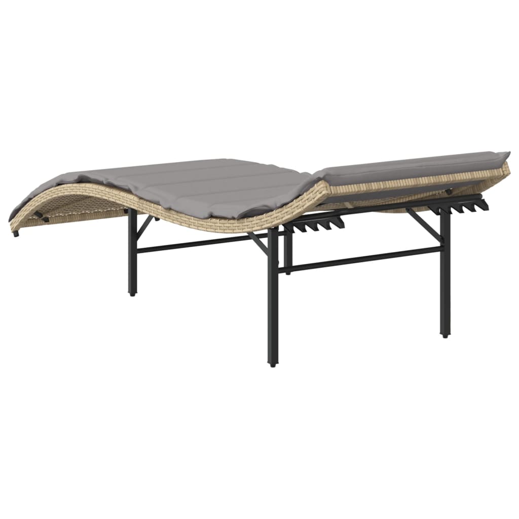 vidaXL Ξαπλώστρα Μπεζ 55x199x50 εκ. από Συνθετικό Ρατάν με Μαξιλάρι