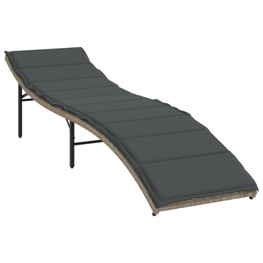 vidaXL Ξαπλώστρα Αν. Γκρι 55x199x50 εκ. Συνθετικό Ρατάν με Μαξιλάρι