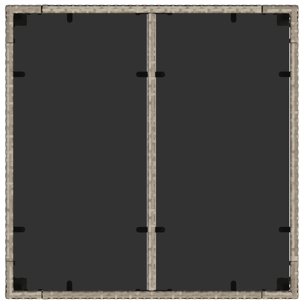 vidaXL Τραπέζι Κήπου με Γυάλινη Επιφάνεια Αν. Γκρι 90x90x75 εκ Ρατάν