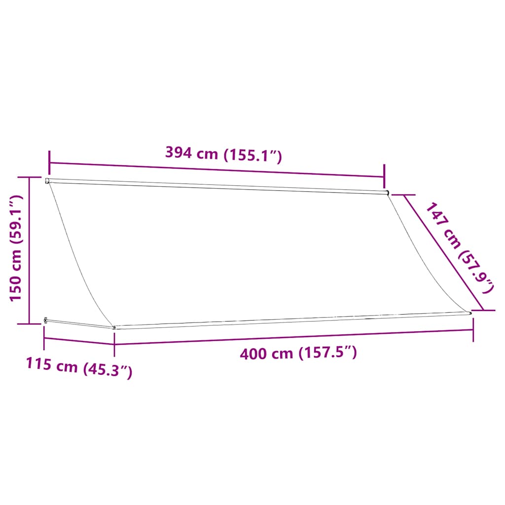 vidaXL Τέντα Συρόμενη Κρεμ 400 x 150 εκ. από Ύφασμα και Ατσάλι
