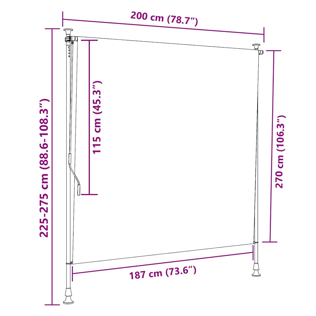 vidaXL Στόρι Ρόλερ Εξ. Χώρου Πορτοκαλί/Λευκό 200x270 εκ. Ύφασμα/Ατσάλι
