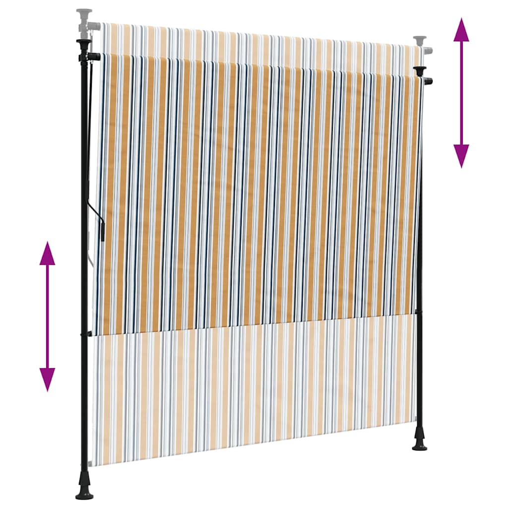 vidaXL Στόρι Ρόλερ Εξ. Χώρου Κίτρινο/Λευκό 150x270 εκ. Ύφασμα/Ατσάλι